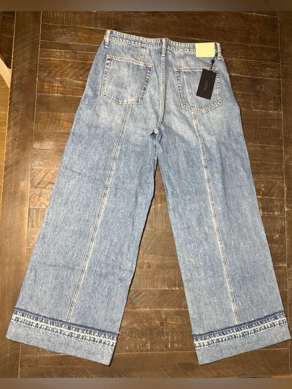 NWT Rag & Bone Marina High Rise Wide Leg Jeans in Liliana Denim Sz 31 Summer Lux - Picture 12 of 15